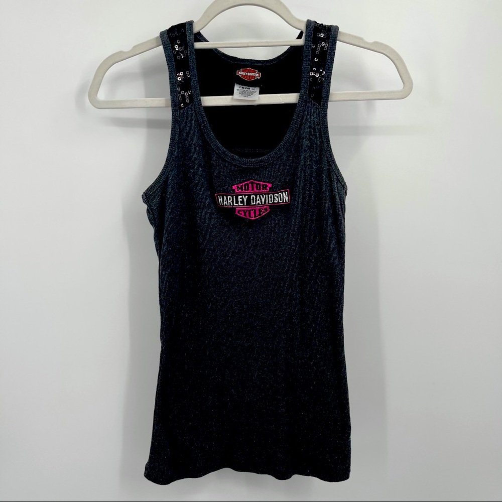 Harley Davidson Sequin Tank Top Size S Black